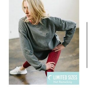 Zyia XL gray energetic zipper crew neck sweatshirt